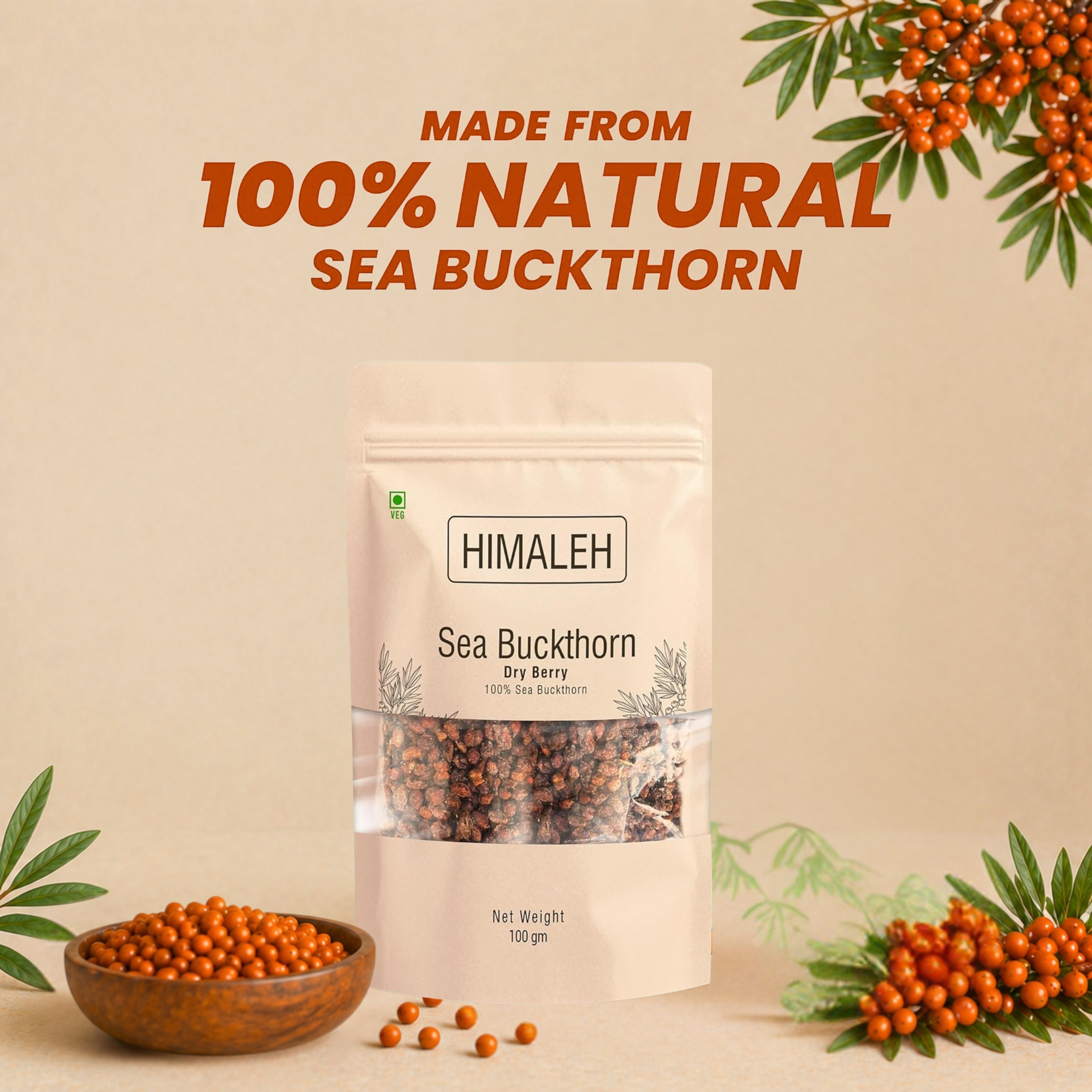 Himaleh Sea Buckthorn Berry Dry (100 GM)